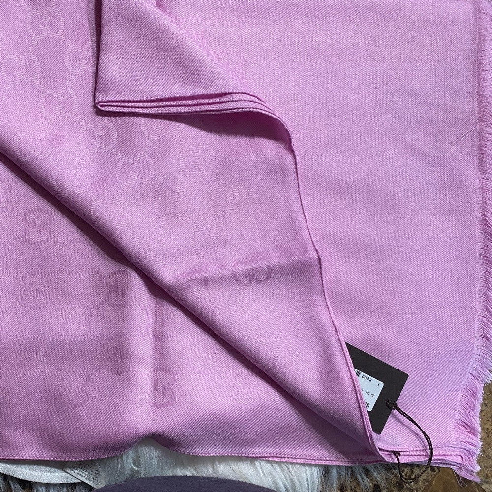 Rare color bnwt Gucci GG shawl scarf pink - Picture 11 of 12